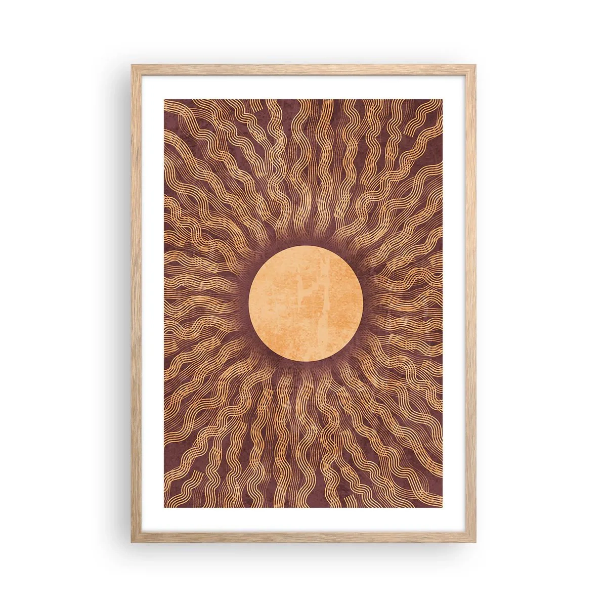 Poster in light oak frame - Sun Icon - 50x70 cm