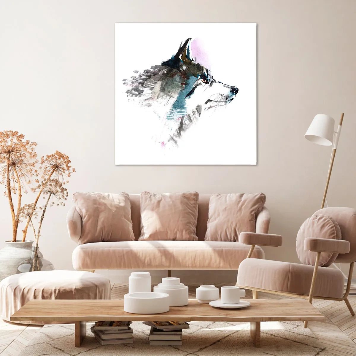 Canvas picture - Here Comes a Wolf - 40x40 cm