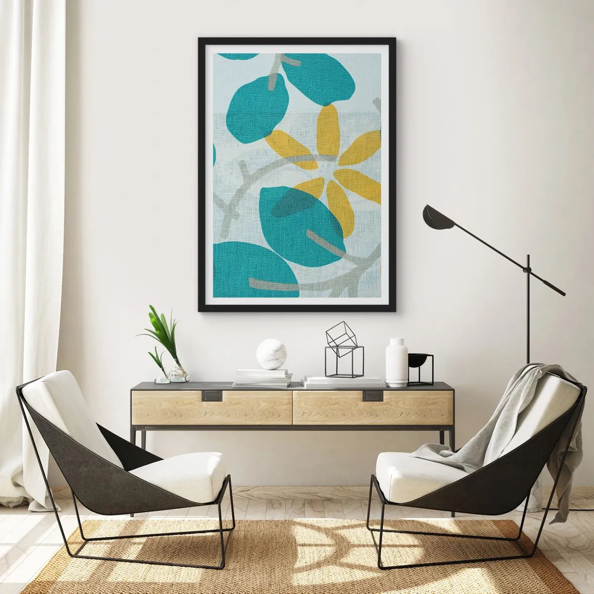 Poster in black frame - Among Azure Leaves - 40x50 cm