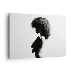 Canvas picture - subtle silhouette of a woman in black and white shades on a light background - 70x50cm - Like a Flower on a Thin Stem - Modern wall decoration for the living room and bedroom ARTTOR