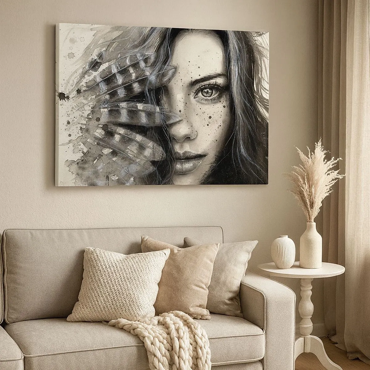 Canvas picture - Artistic portrait of a woman with abstract details - 70x50cm - Wild Beauty - Modern wall decoration for the living room and bedroom ARTTOR