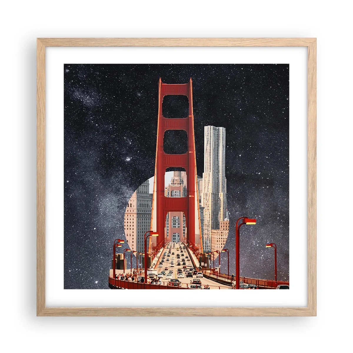 Poster in light oak frame - Always in the Centre - 50x50 cm