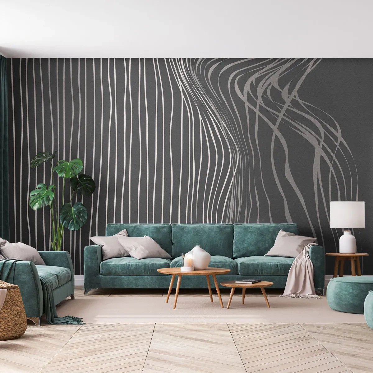 Photo Wallpaper Premium Sand - Rhythm and Accent - Abstraction, Piece, Black and white - 100x70 cm