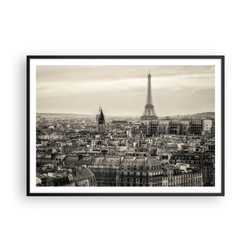 Poster in black frame - Over the Roofs of Paris - 100x70 cm