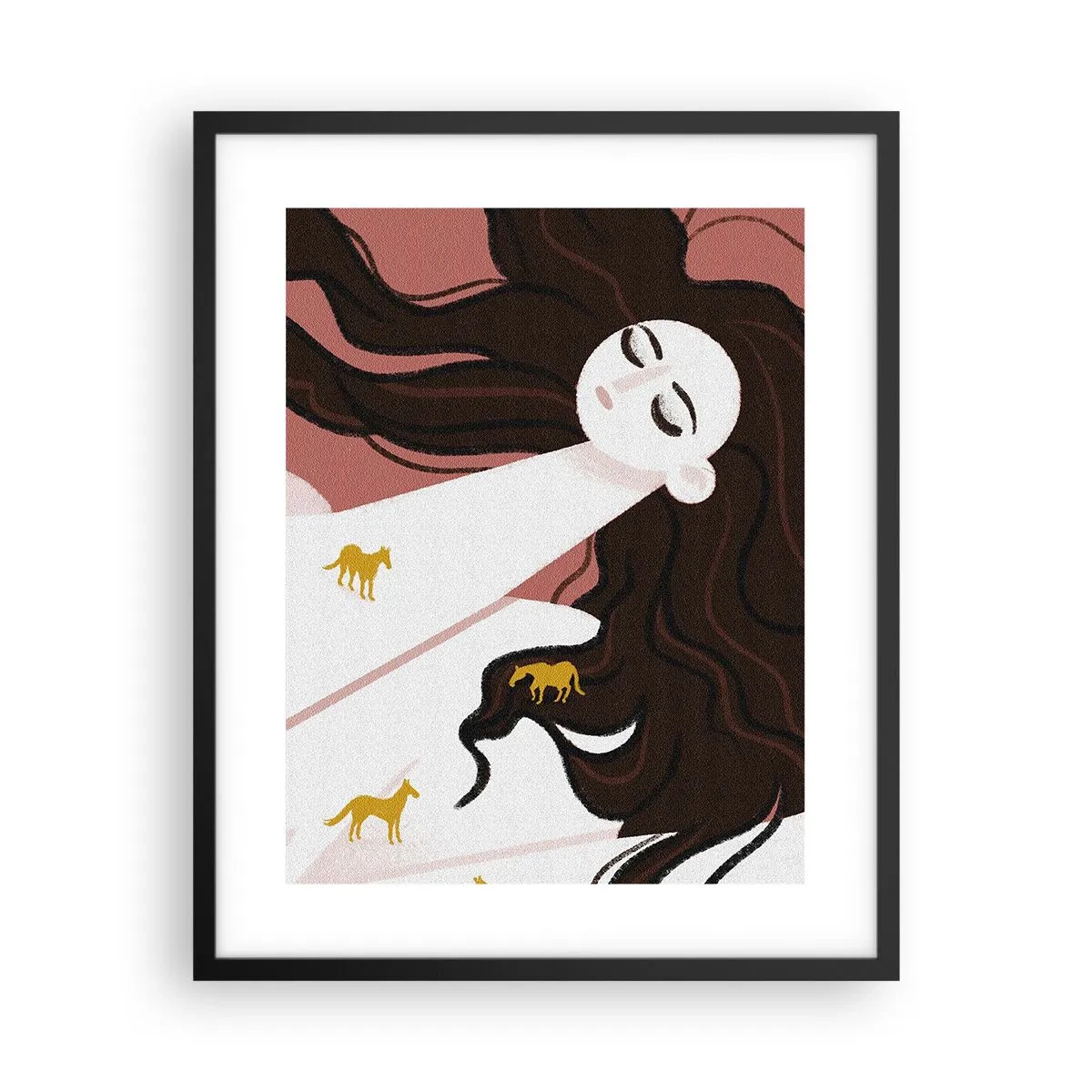 Poster in black frame - Dream of a Golden Horse - 40x50 cm