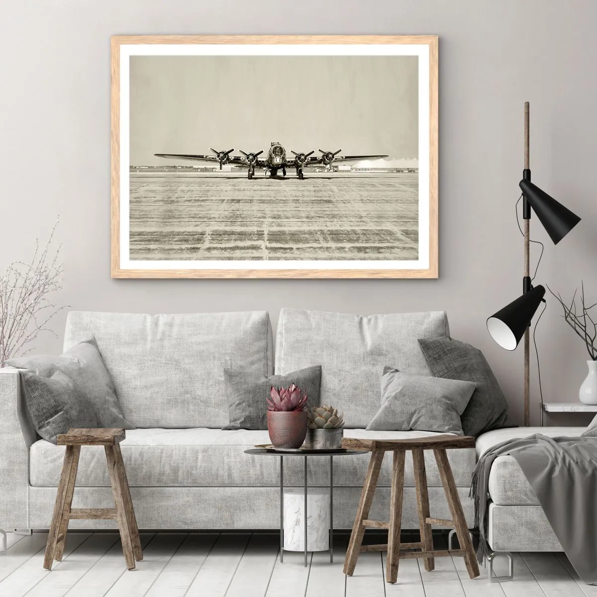 Poster in light oak frame - Ready as Always - 40x30 cm