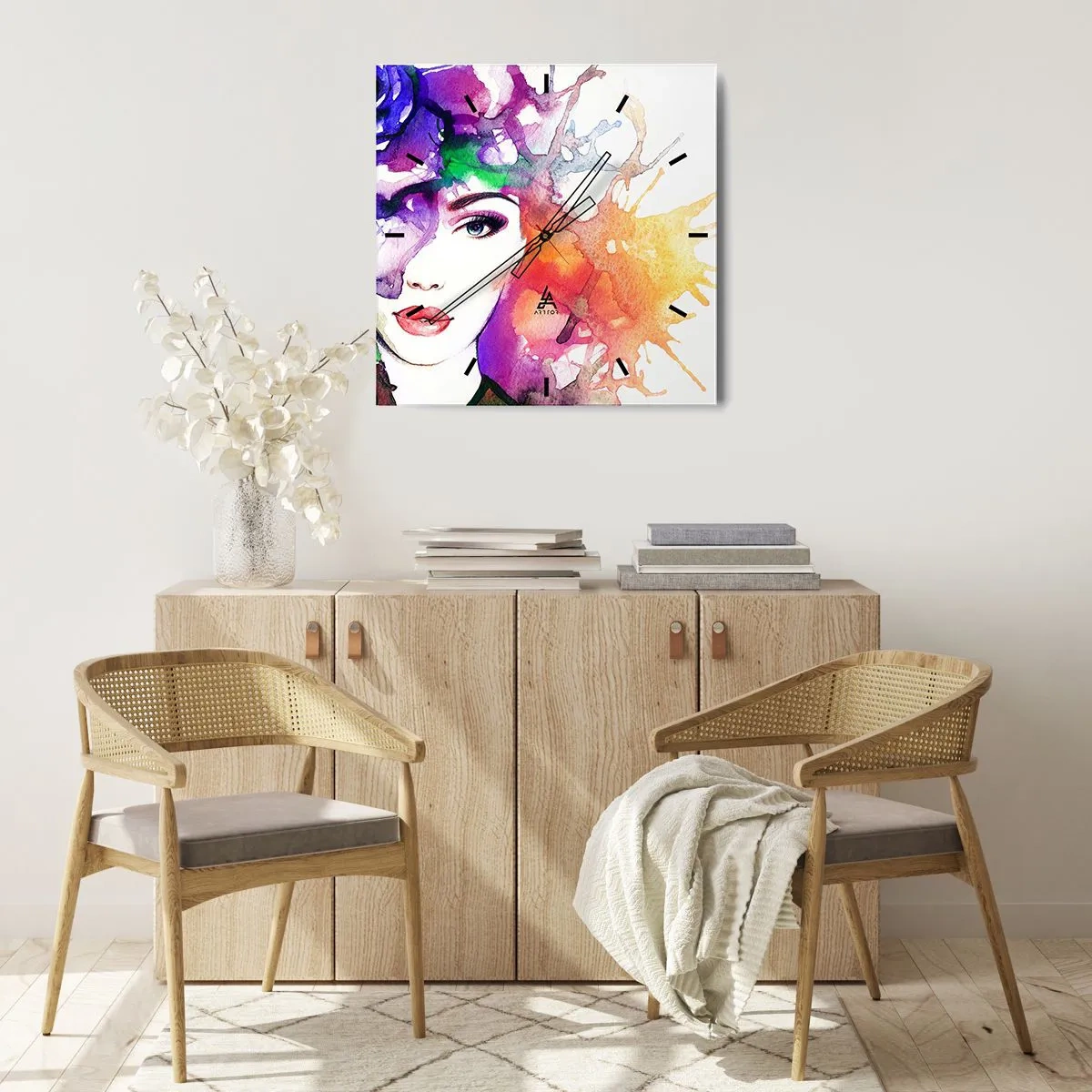 Wall clock - Clock on glass - With Head in the Clouds - 40x40 cm