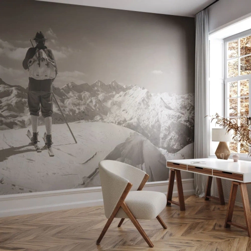 Photo Wallpaper Standard Eco - Mountains Are the Same - Landscape, Mountains, Skier - 350x256 cm