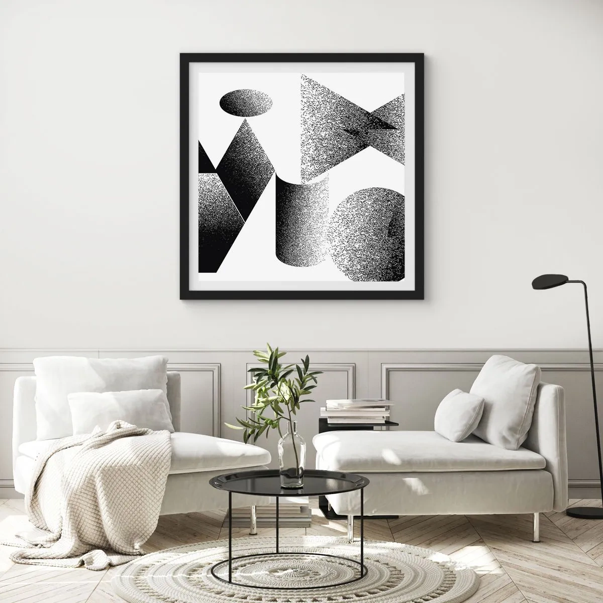 Poster in black frame - Angles and Ovals - 50x50 cm