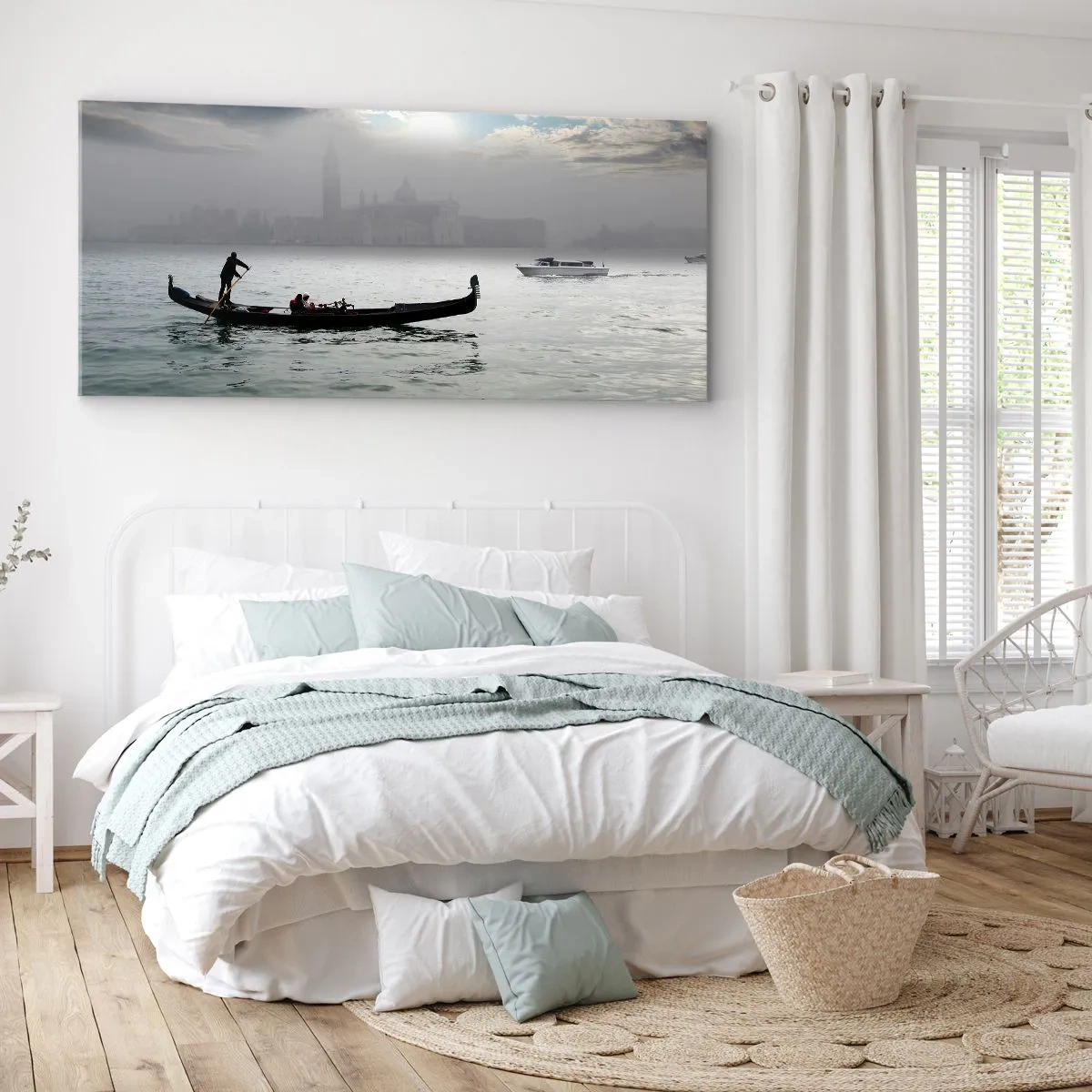 Canvas picture - Fairytale City from Water and Fog - 140x50 cm