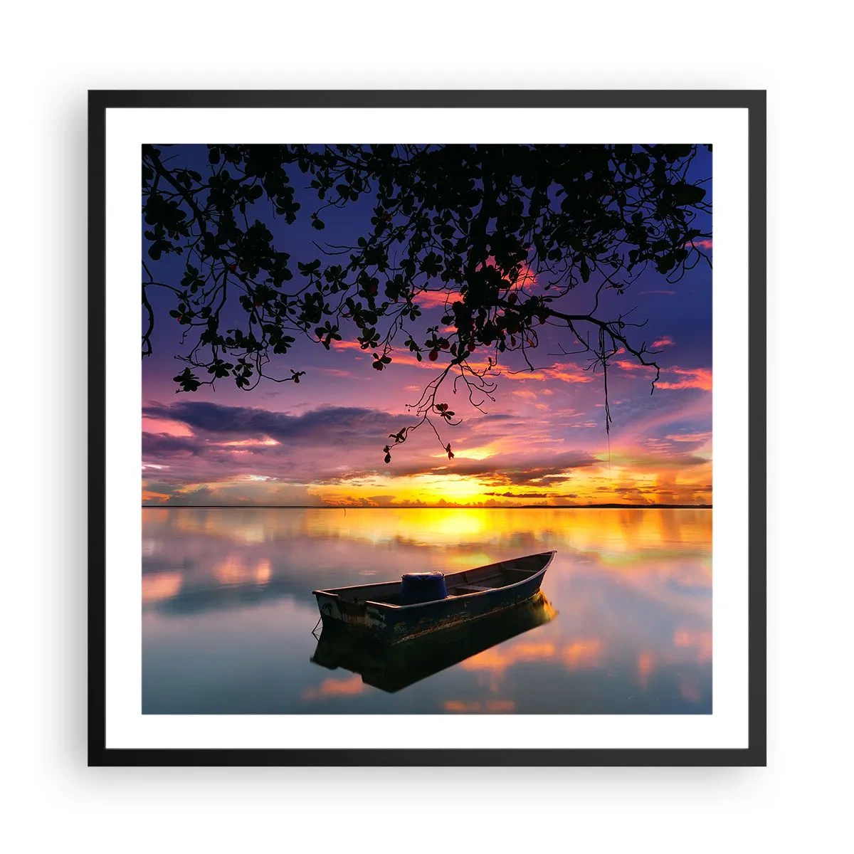 Poster in black frame - Serenity of the Lake - 60x60 cm