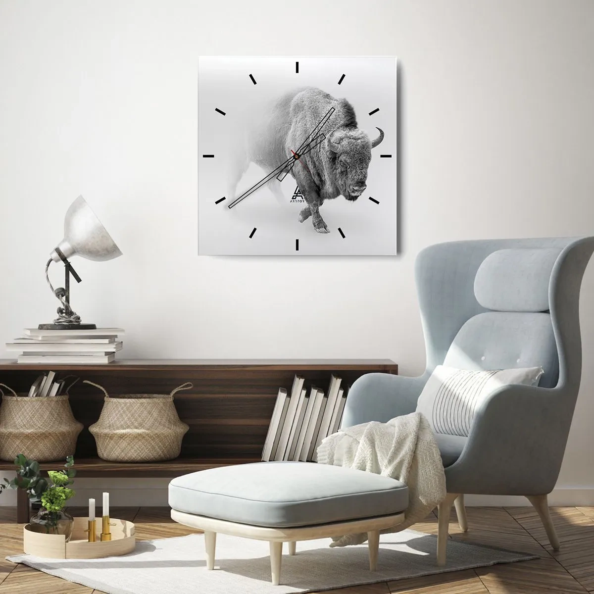 Wall clock - Clock on glass - King of the Prairie - 30x30 cm