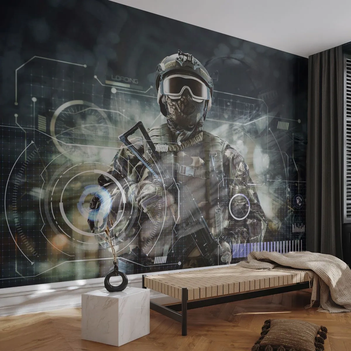 Self-Adhesive Photo Wallpaper Deluxe Sticker - Power Squared - Abstraction, Soldier, Commando - 250x175 cm