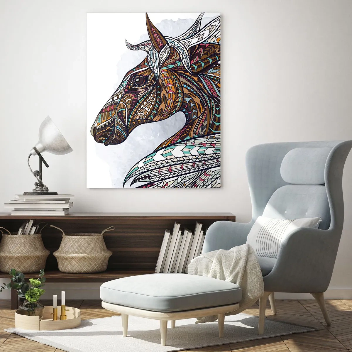 Glass picture - Horse of a Celtic Warrior - 80x120 cm