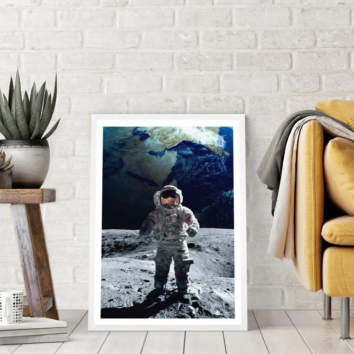 Poster in white frmae - Greetings from the Moon - 70x100 cm