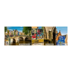 Photo Wallpaper Sample Self-Adhesive Deluxe Sticker - Spring over the Canal - City, Amsterdam, Architecture - 100x30 cm