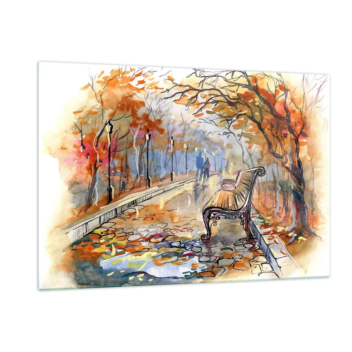 Glass picture - Walking together into Autumn - 120x80 cm