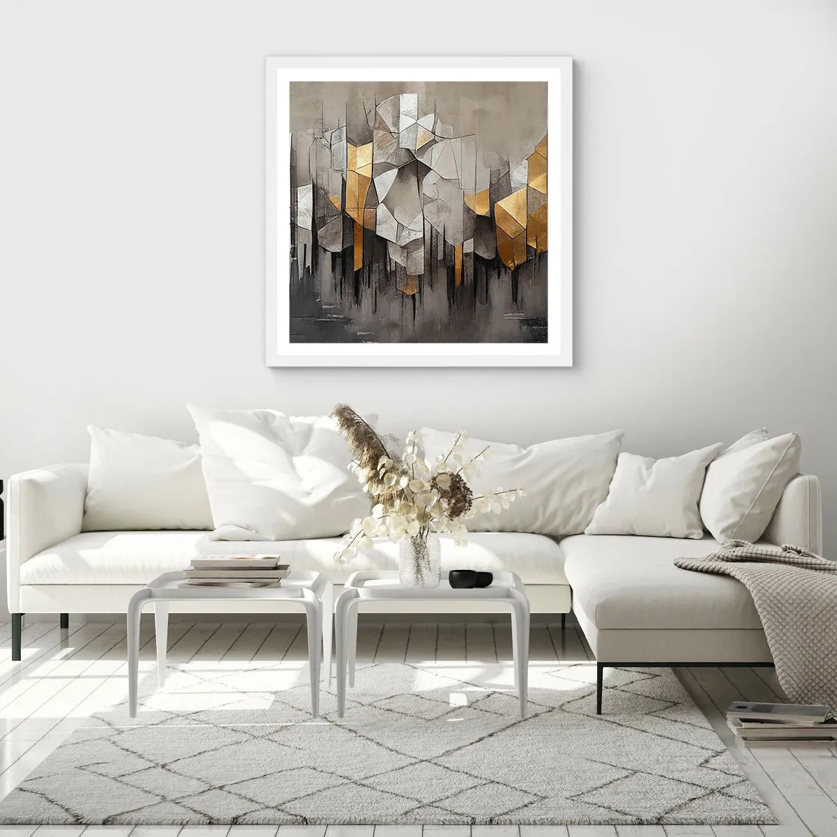 Poster in white frmae - Composition of Ice and Light - 60x60 cm