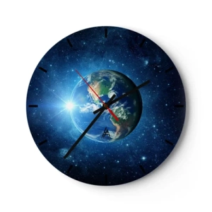 Wall clock - Clock on glass - View of Earth from space - 30x30cm - We Are in Heaven - Modern wall decoration for the living room, kitchen, and bedroom ARTTOR
