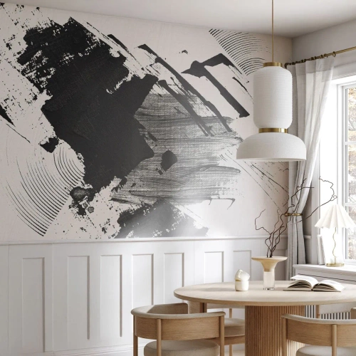 Photo Wallpaper Premium Canvas - Abstract - Expression of Black - Piece, Modern, Black and white - 300x210 cm