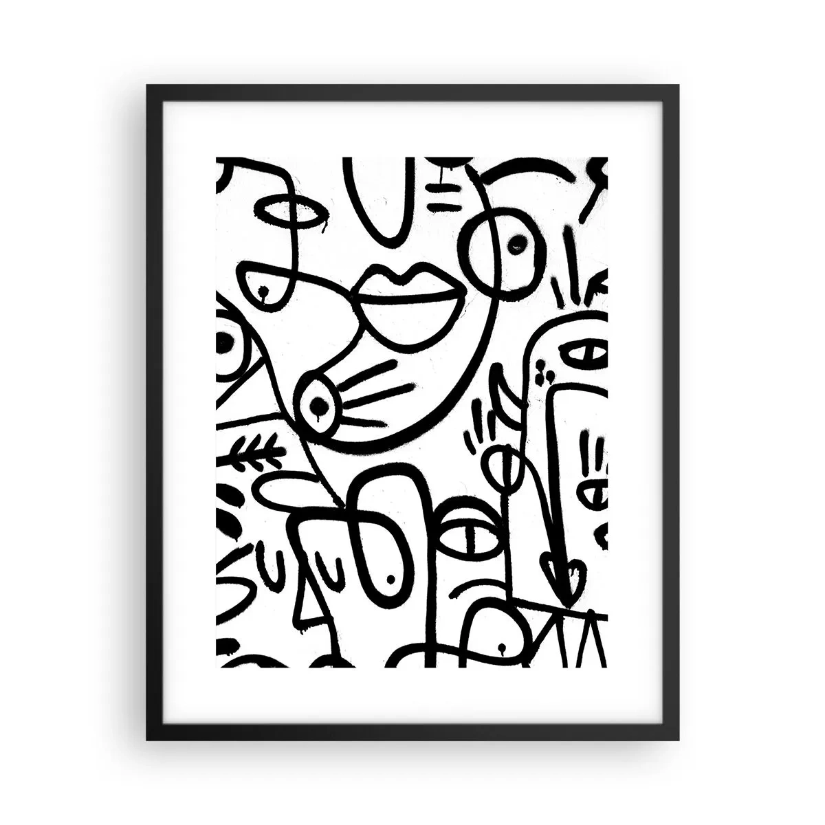 Poster in black frame - Faces and Mirages - 40x50 cm