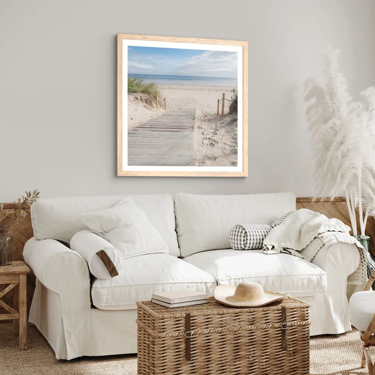 Poster in light oak frame - Until the Horizon - 60x60 cm
