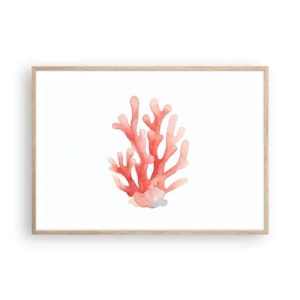 Poster in light oak frame - Coral Colour Colars - 100x70 cm