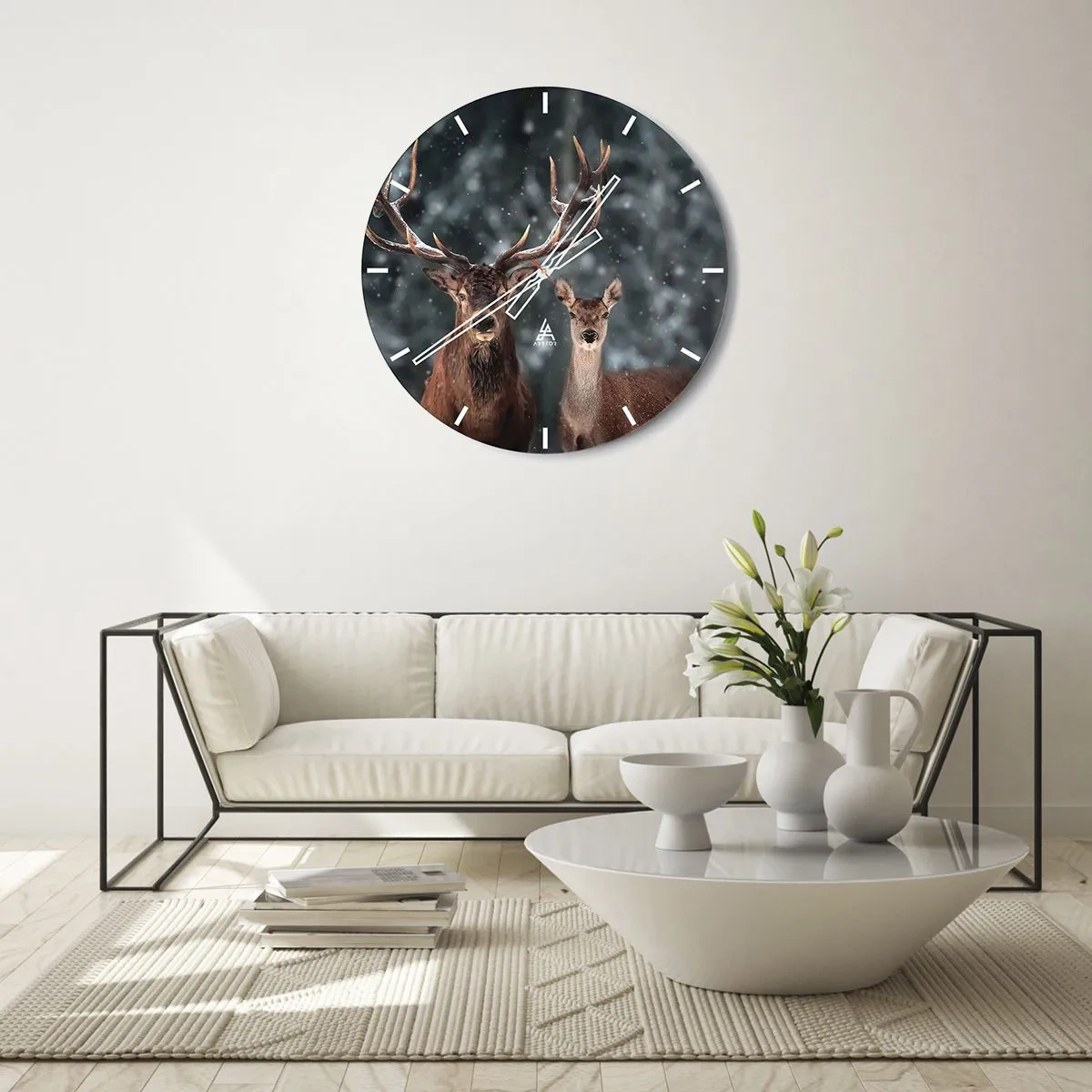 Wall clock - Clock on glass - Master of the Forest with His Wife - 40x40 cm