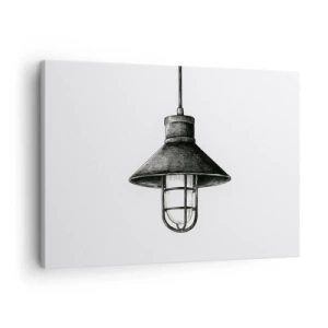 Canvas picture - Drawing of a retro hanging lamp on a white background - 70x50cm - Like In the Old Days… - Modern wall decoration for the living room and bedroom ARTTOR