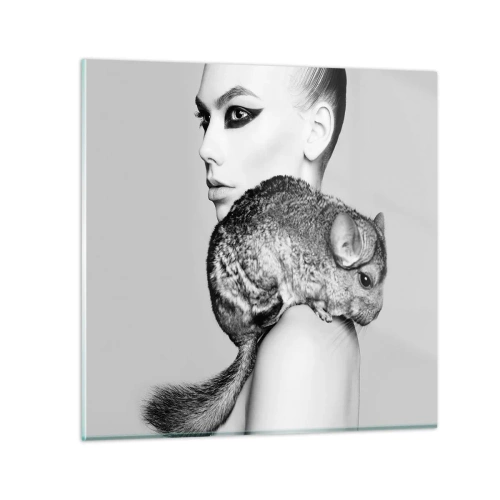 Glass picture - Lady with a Chinchilla - 40x40 cm
