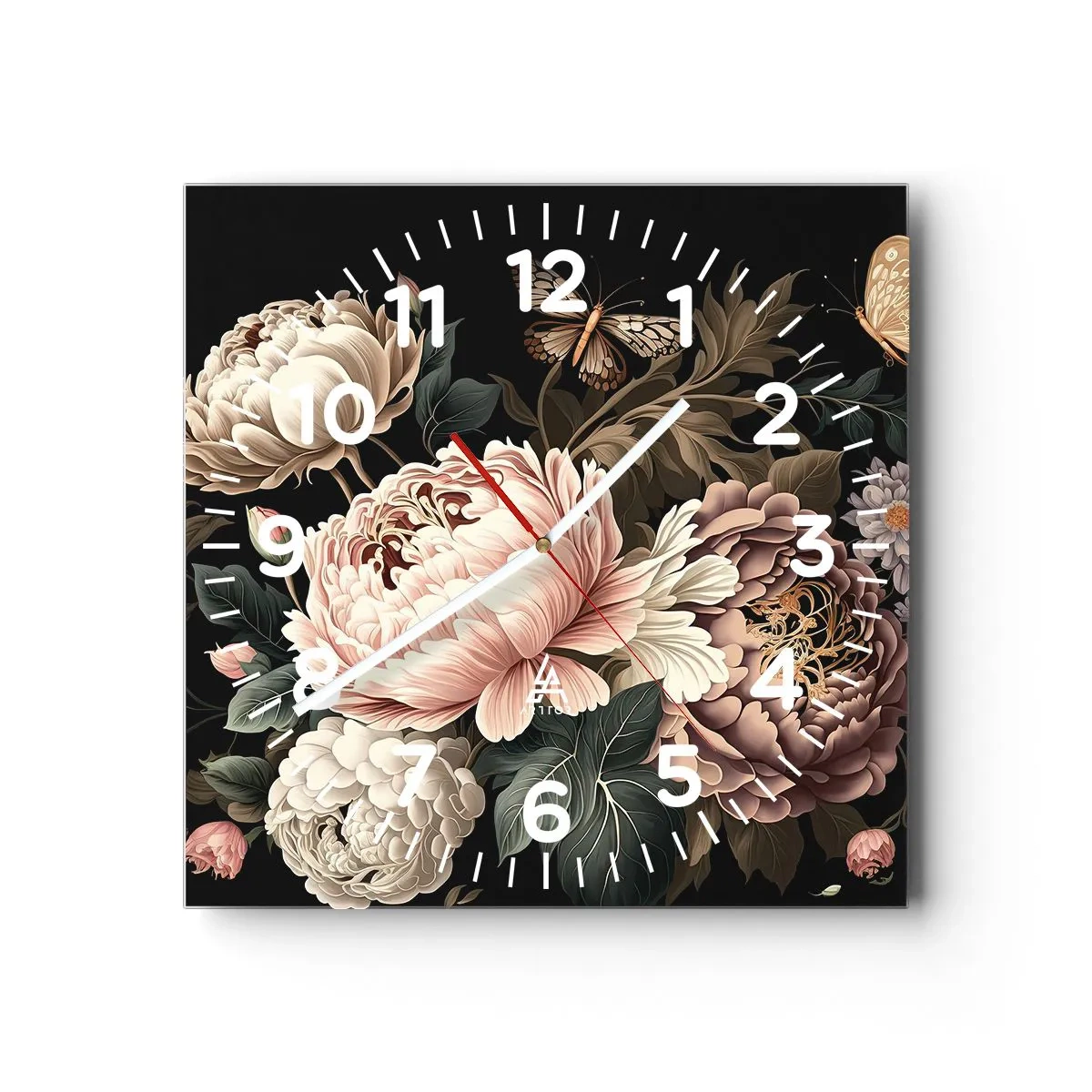 Wall clock - Clock on glass - Baroque Style - 40x40 cm