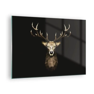 Glass picture - Geometric deer on a black background - 70x50cm - Cubist Deer - Modern wall decoration for the living room and bedroom ARTTOR
