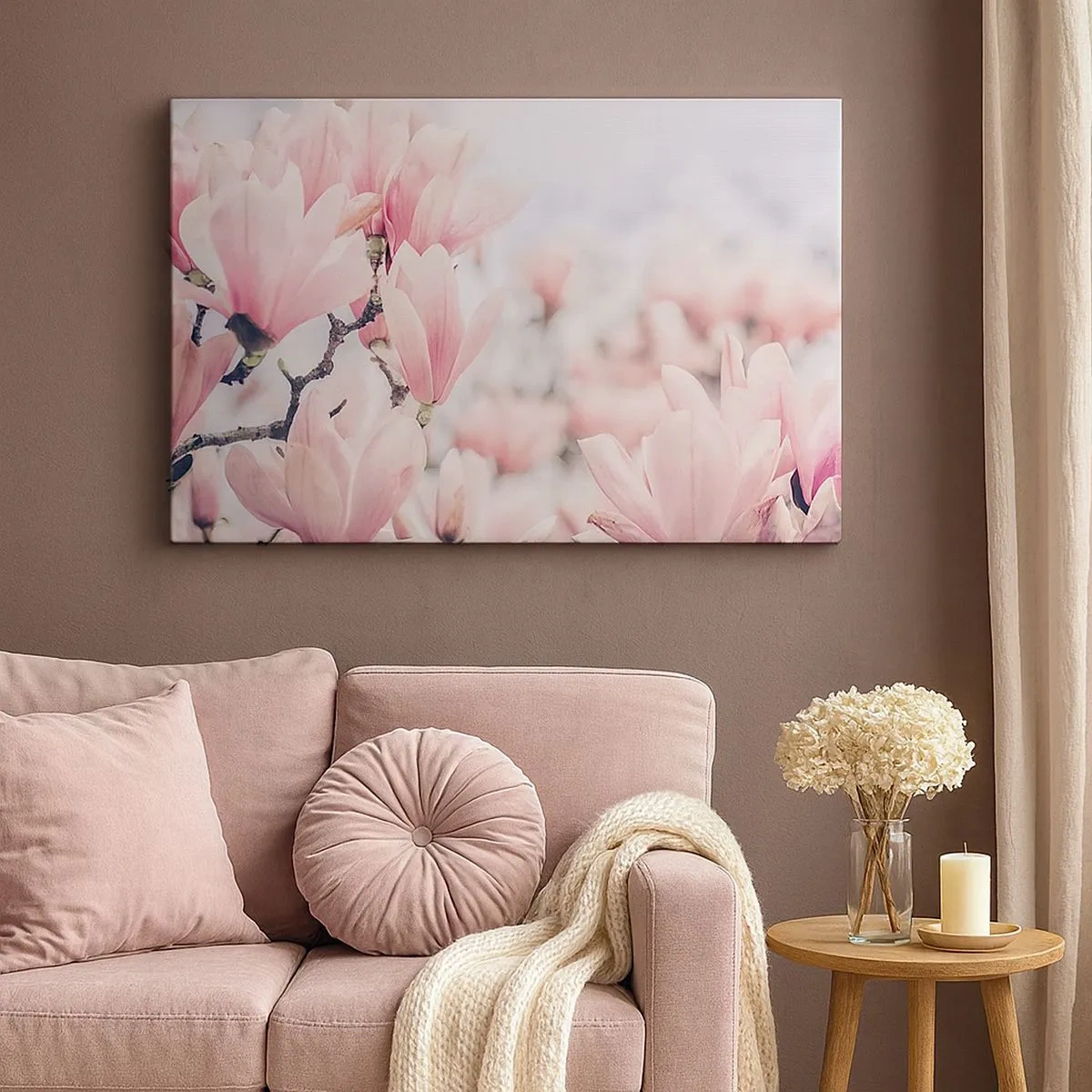 Canvas picture - Subtle magnolia flowers in delicate pink shades - 70x50cm - Ideal of Subtlety - Modern wall decoration for the living room and bedroom ARTTOR