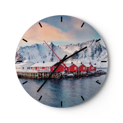 Wall clock - Clock on glass - Northern Retreat - 40x40 cm