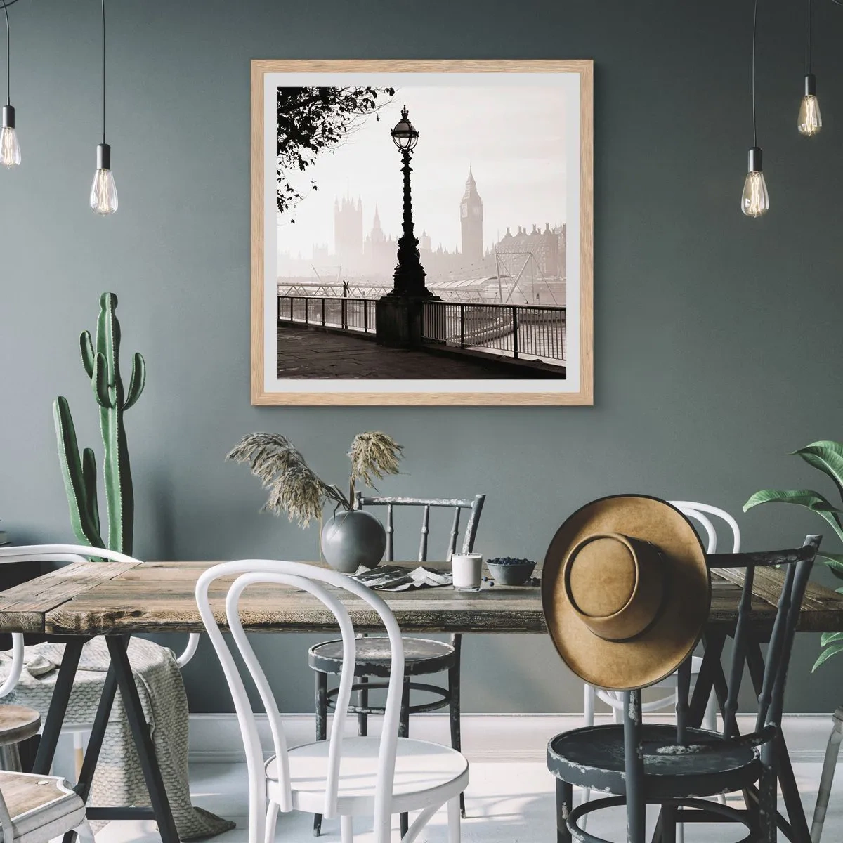 Poster in light oak frame - London Morning - 30x30 cm