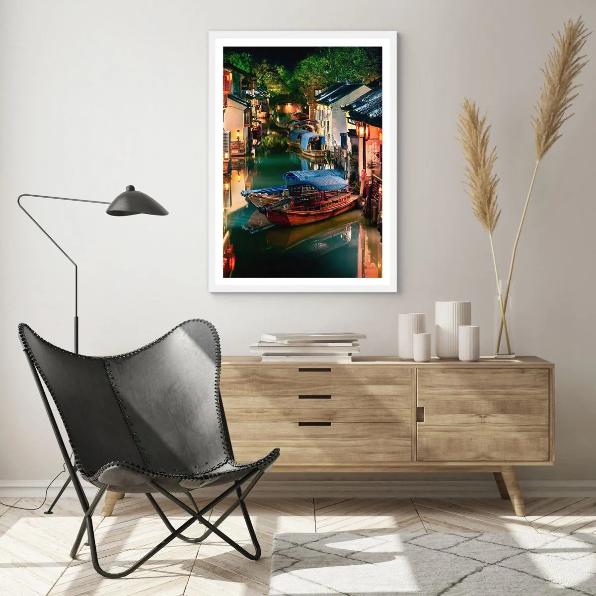 Poster in white frmae - Evening on a Chinese Street - 70x100 cm