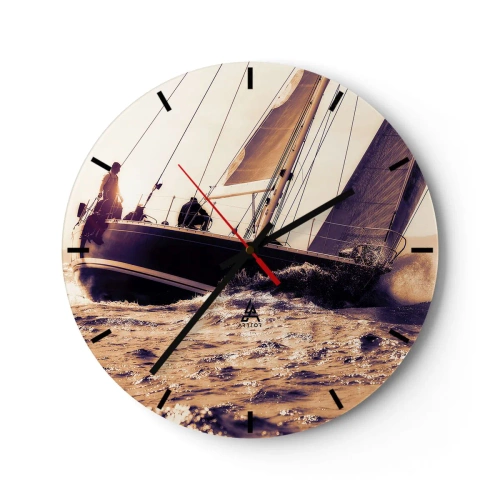 Wall clock - Clock on glass - Sail, Sailor - 40x40 cm