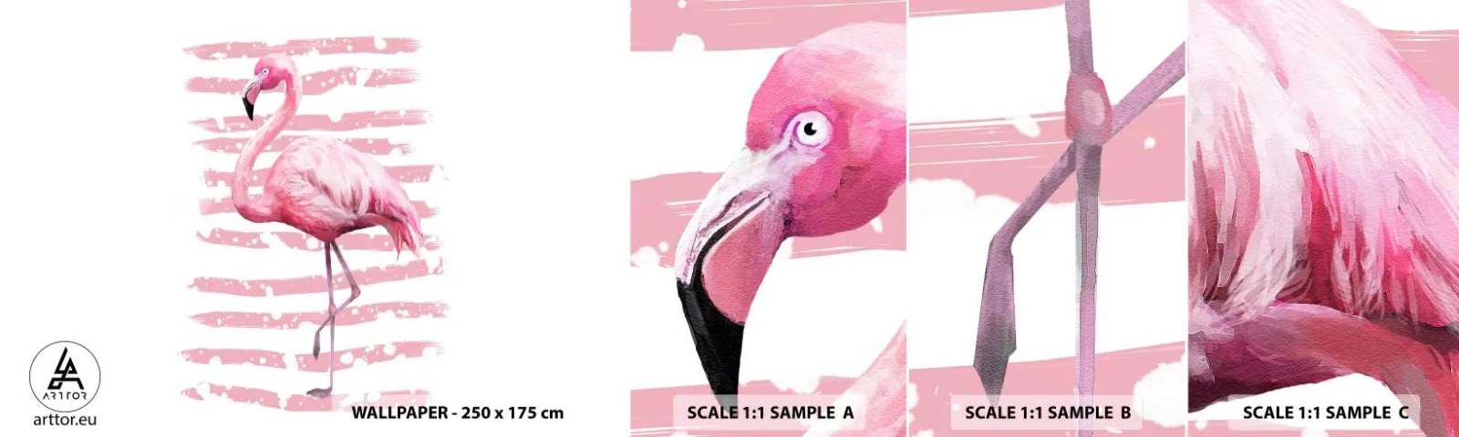 Photo Wallpaper Sample Standard Eco - With Dignity but in Pink - Flamingo, Bird, Piece - 100x30 cm