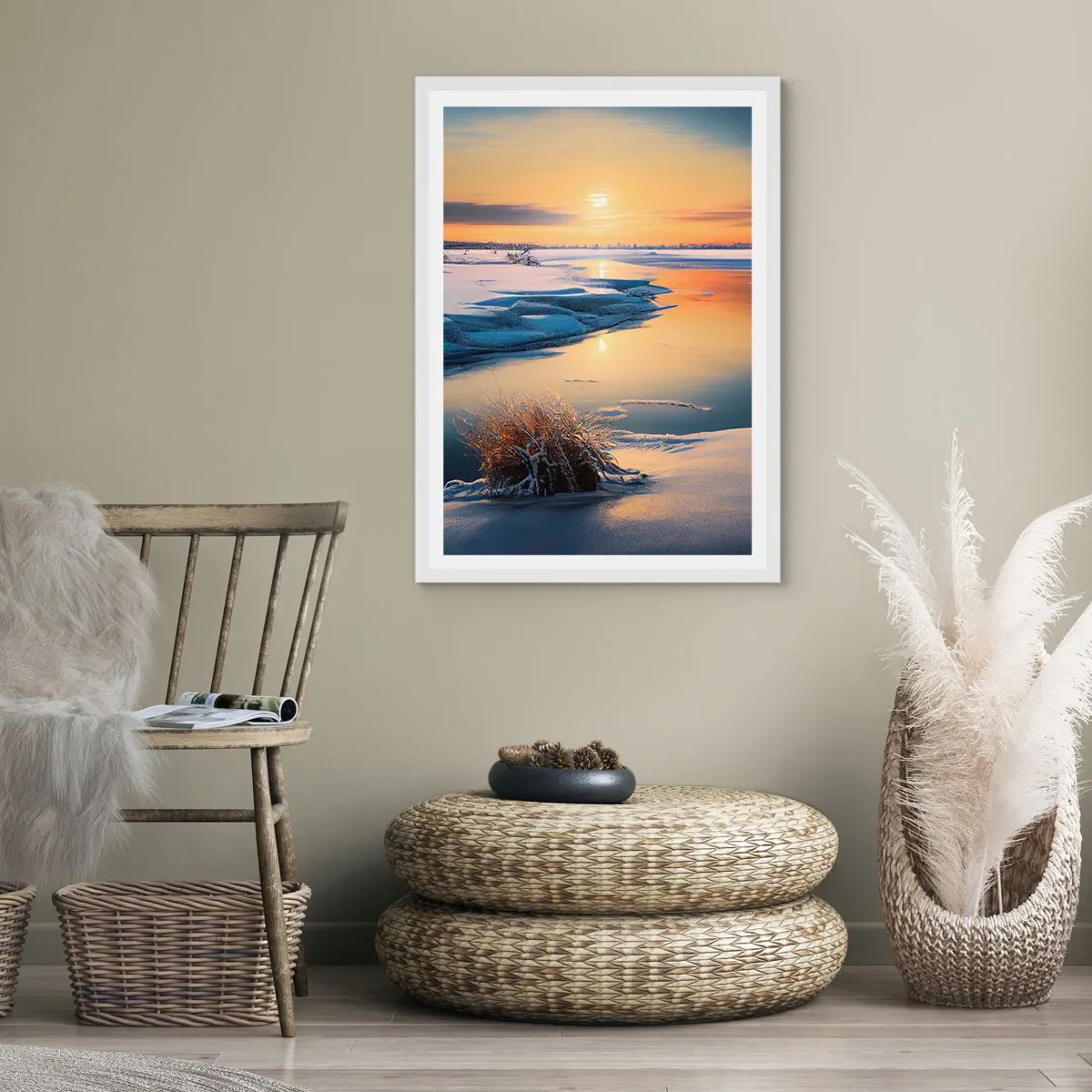 Poster in white frmae - Winter Sunset - 70x100 cm