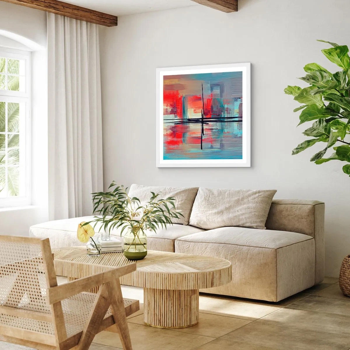 Poster in white frmae - Landscape in a foreign Dimension - 40x40 cm