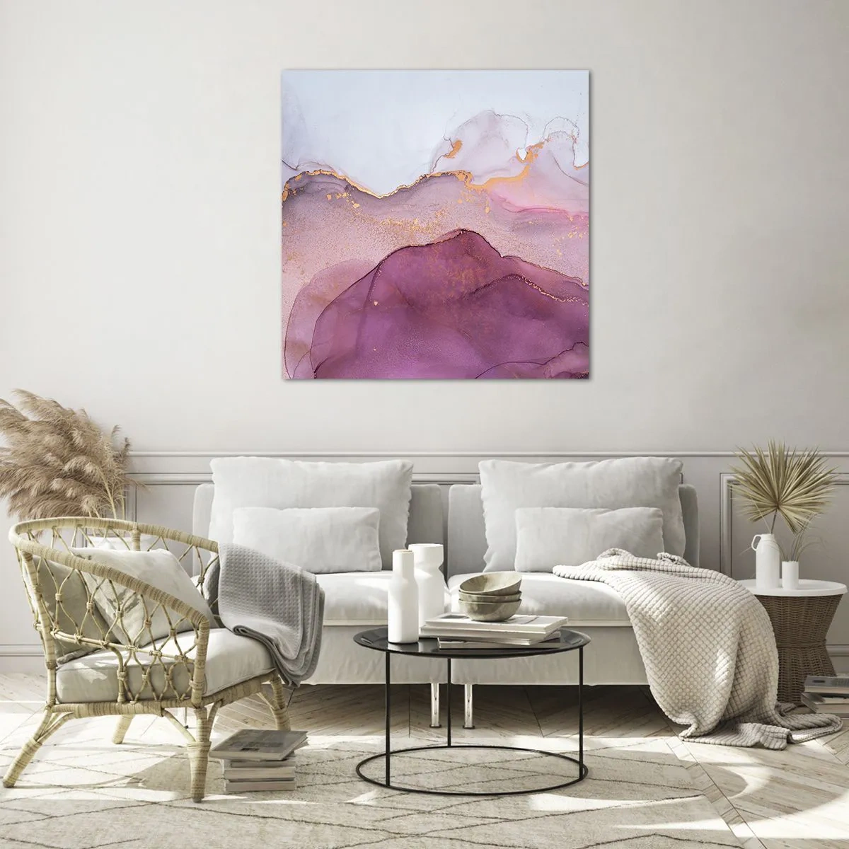 Glass picture - Waves of Violet and Purple - 50x50 cm