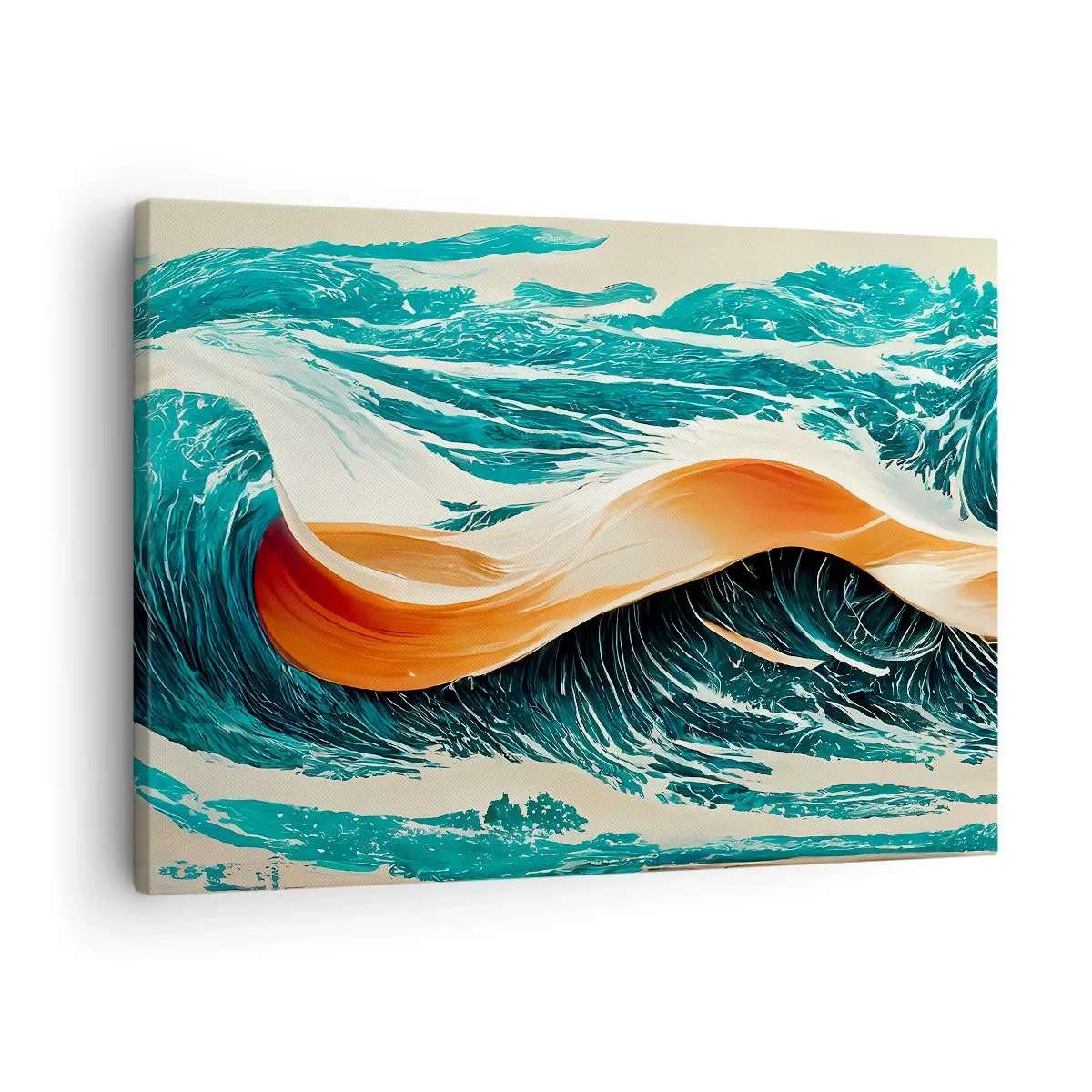 Canvas picture - Dynamic sea waves with abstract ribbon - 70x50cm - Surfer's Dream - Modern wall decoration for the living room and bedroom ARTTOR