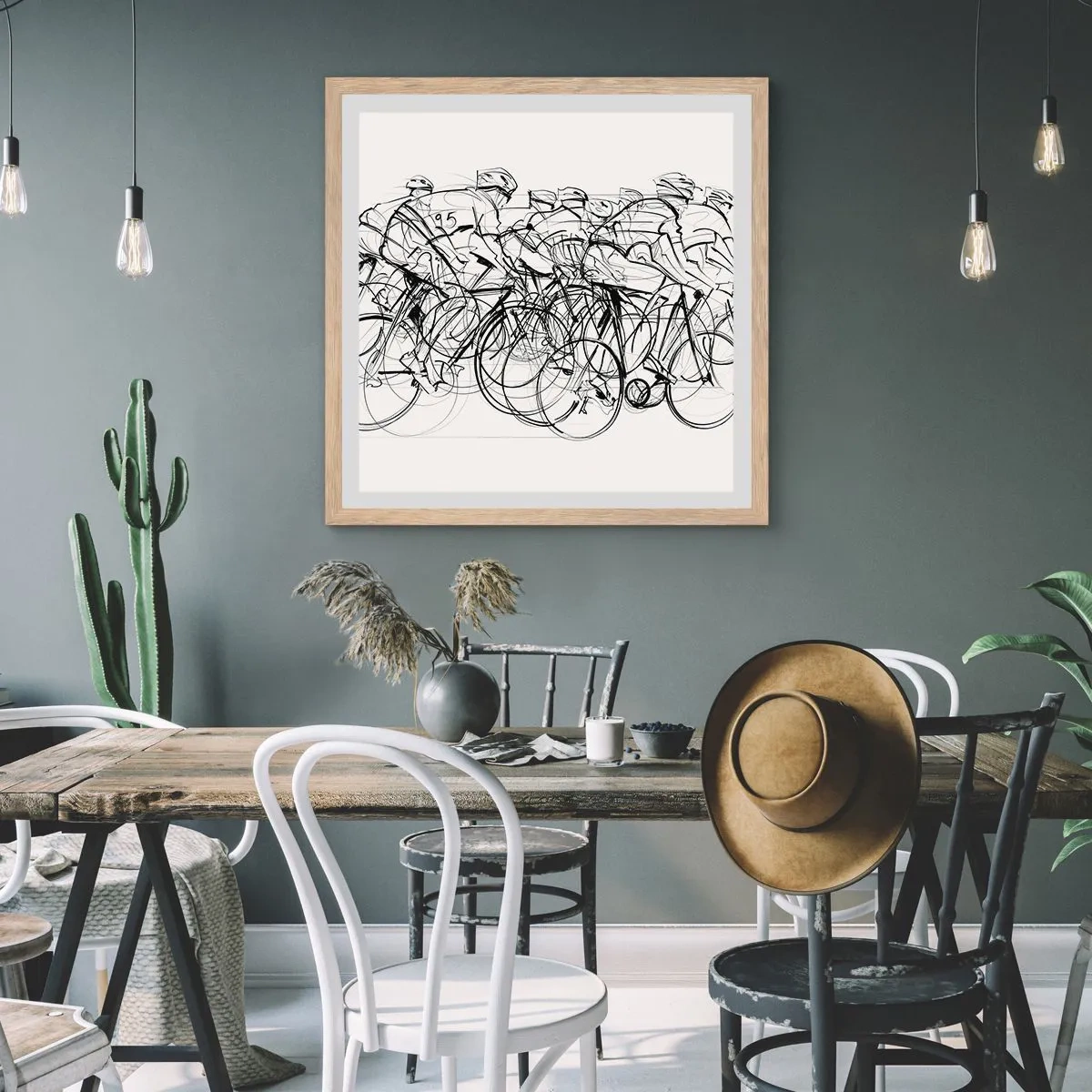 Poster in light oak frame - Together as a Team - 40x40 cm