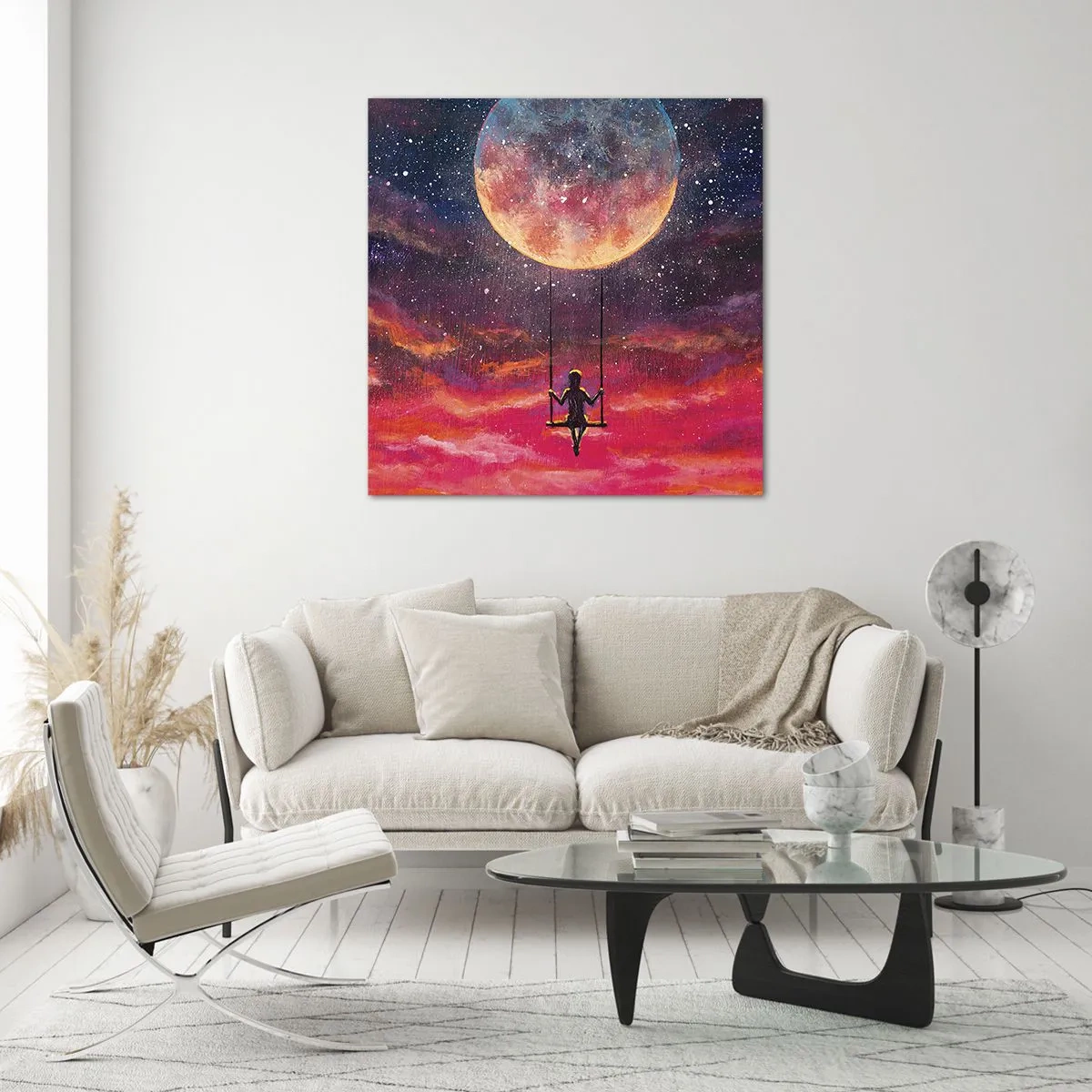 Glass picture - Swinging in the Clouds - 40x40 cm