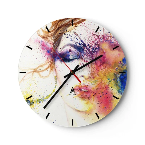 Wall clock - Clock on glass - Rainbow Dizziness - 40x40 cm