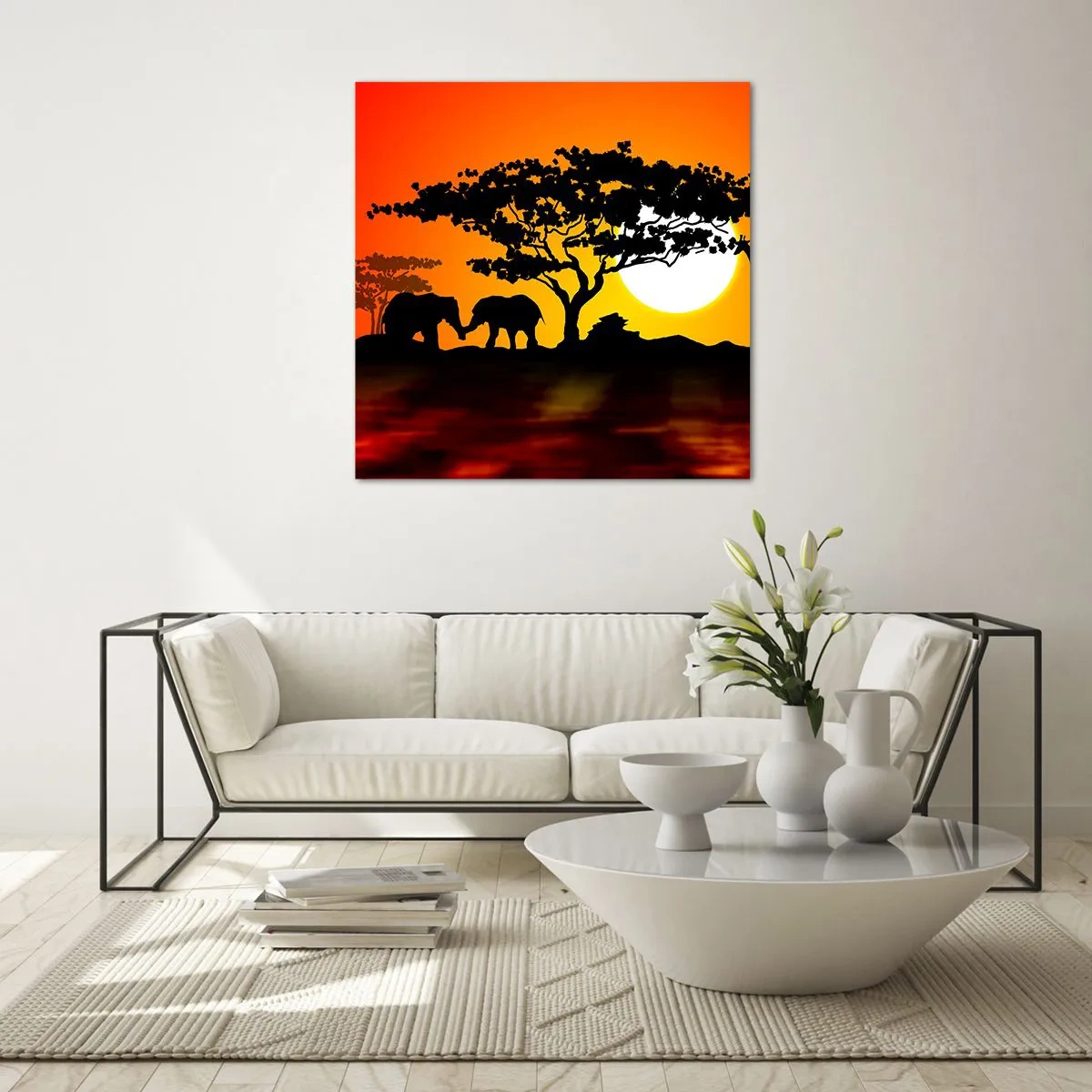 Glass picture - Encounter on a Savannah - 40x40 cm