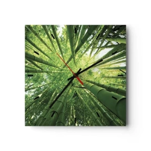 Wall clock - Clock on glass - In a Bamboo Forest - 40x40 cm