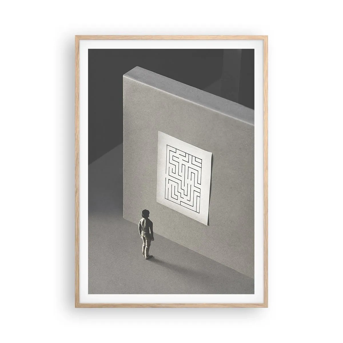 Poster in light oak frame - But Where Am I? - 70x100 cm