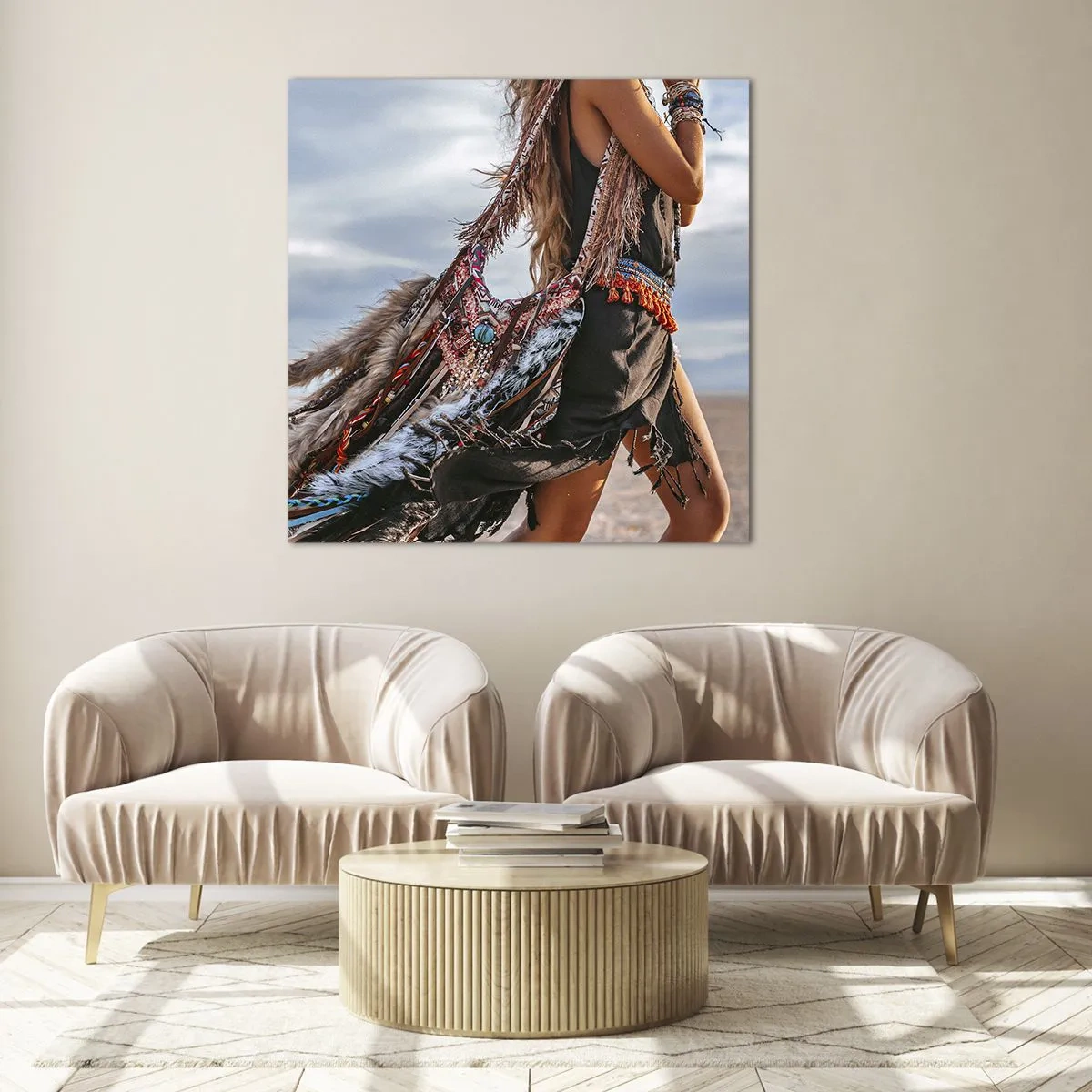 Glass picture - Shaman's Girl - 40x40 cm