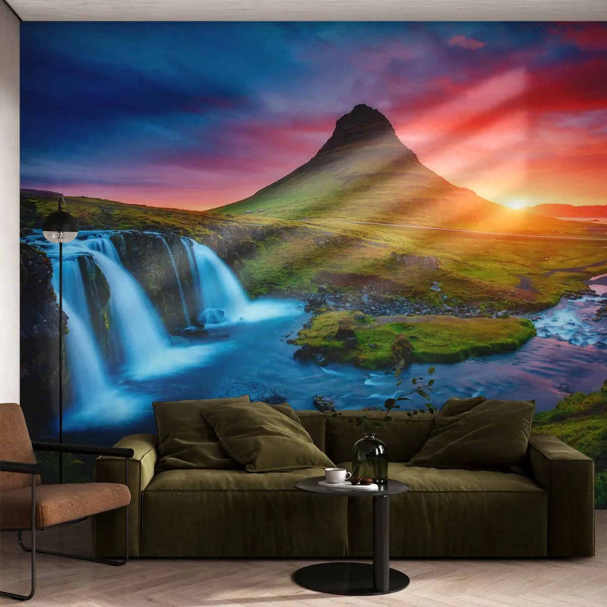 Photo Wallpaper Standard Eco - Iceland - Fire and Water - Landscape, Iceland, Kirkjufellsfoss - 450x315 cm